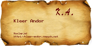 Kleer Andor névjegykártya
